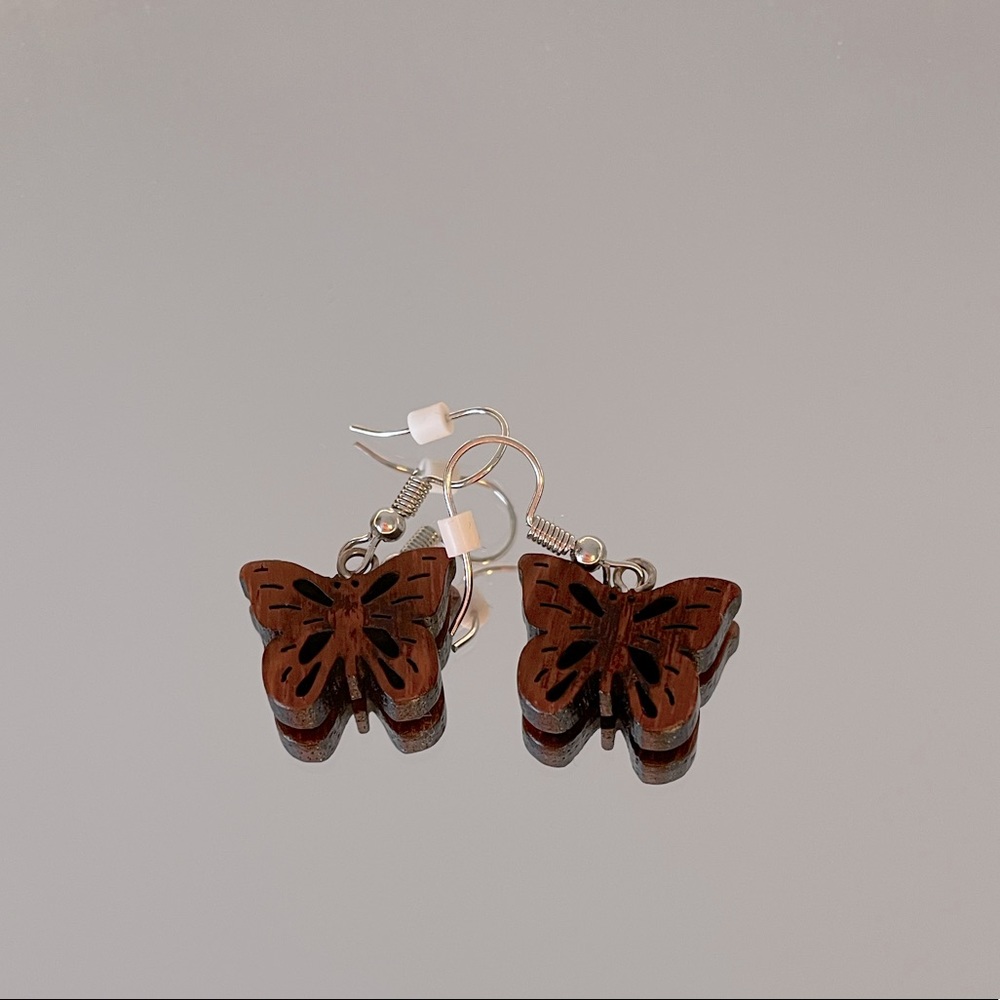 Wood Butterfly Earrings